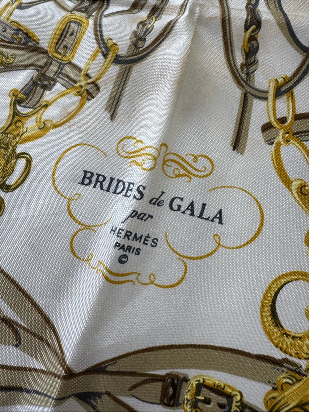 HERMÈS Brides de Gala Silk Scarf in Mustard & Ivory - Picture 2 of 4